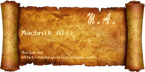 Machnik Aliz névjegykártya